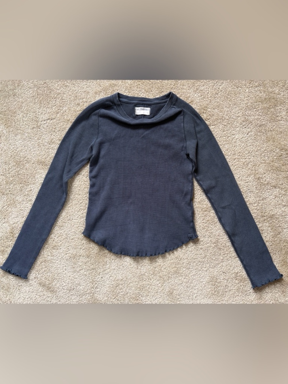 We The Free Charcoal Waffle-Knit Long Sleeve